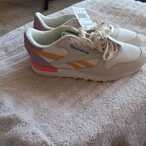 Reebok White and Yellow Athletic Shoes Classic Design